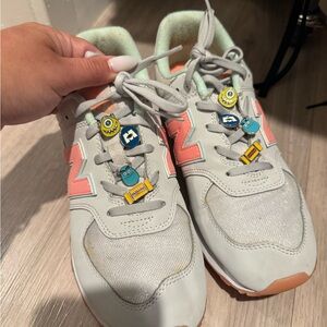 New Balance Kids' Sneakers in Gray and Coral